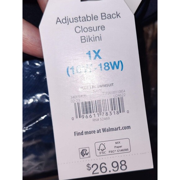 Women's Adjustable Back Closure Dark Blue Swimsuit - Size 1X - Picture 4 of 5